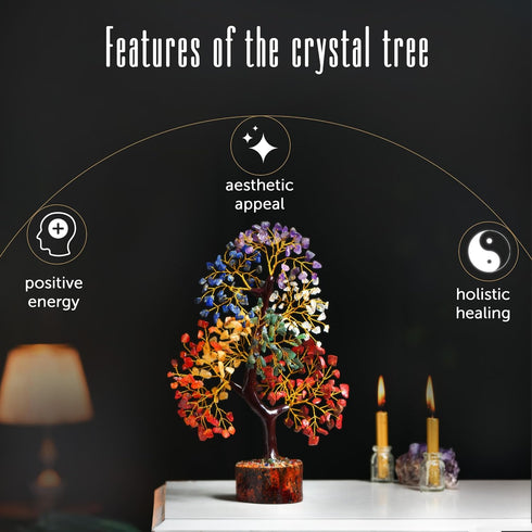 FASHIONZAADI 7 Chakra Tree of Life with Crystals and Healing Stones - Positive Energy Decor and Spiritual Gifts for