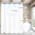 Set, MitoVilla No Hooks Needed Blue Waffle Shower Curtain Liner Modern Waffle Weave Heavy Duty Fabric Cloth Shower