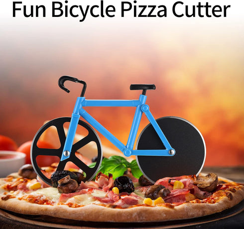 Stainless Steel Motorcycle Pizza Cutter, Novelty Two-Wheel Pizza Slicer with Non-Stick Coating, Kitchen Gadget