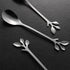 AnSaw Elegant Silver Leaf Coffee Spoons - 10-Piece Mini Stainless Steel Espresso & Dessert Tea Spoons, 4.7"