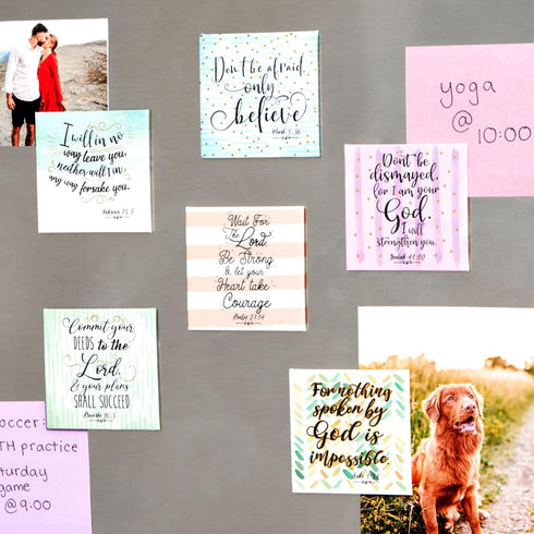 Juvale Inspirational Bible Magnets for Kitchen Decor & Accessories - 8-Pack, 2.5-Inch Square Metal Magnets with Faith