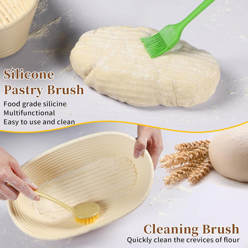 Set of 3 Lokeisna Sourdough Bread Baking Supplies, Sourdough Starter Kit, Bread Proofing Basket & Tools