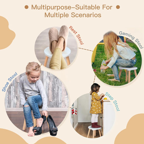 1 Pack 10 Frogprin Wooden Step Stool for Kids, Kids Chairs Perfect Matched Sensory Table, Multi-Purpose Sitting Stool