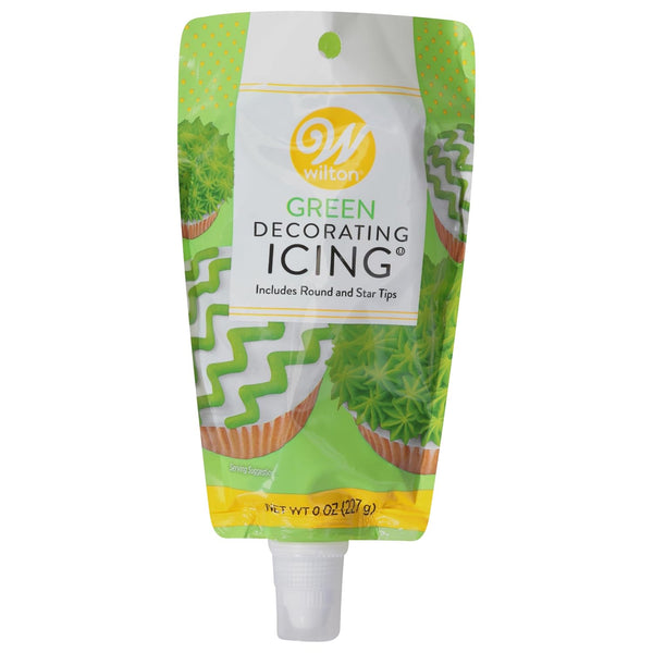 Wilton 704-4747 Green Decorating Icing, 8 Ounce with Plastic Tips