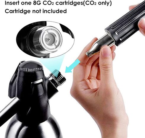 1L 8 CO2 Soda Siphon, Carbonated Water Machine, Soda Maker, Portable Aluminium Sparkling Water Maker for Home Bar