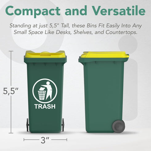 Wiosi Mini Garbage Trash Pen Holder for Desk, Tiny Recycle Bin Pencil Holder Green & Blue, Pack of 2 for Office