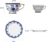 ACMLIFE 6.8 oz Set, Bone China Tea Cups and Saucers, Tea Cup and Saucer with Gold Trim and Gift Box, Blue and White