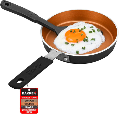 Bakken-Swiss 2-Piece Mini Nonstick Egg Pan & Omelet Pan, 5.5'' Copper Non-Stick Skillet for Eggs and Pancakes