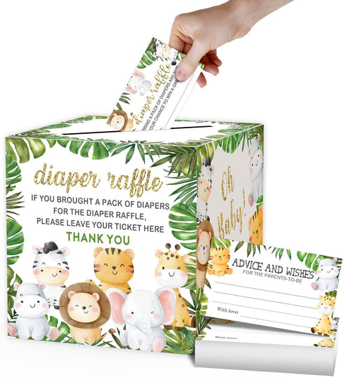 Diaper Raffle Tickets & Advice Cards For Baby Shower - 50 Tickets,