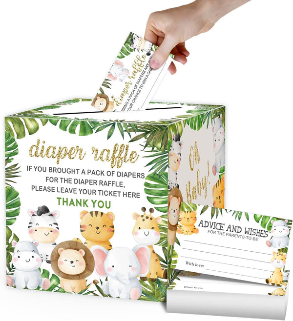 Diaper Raffle Tickets & Advice Cards For Baby Shower - 50 Tickets,