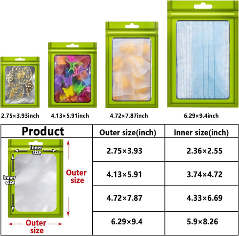 100 Pcs Foil Ziplock Bags,Flat Clear Ziplock Food Storage Bags Holographic Bags Party Favor Food Safe Storage Bags and Bags for DIY Crafts Storage Packaging Products by YOTOZU