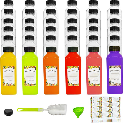 Garandad 36pcs 12 oz Plastic bottles with lids,Juice bottles with caps, Reusable Clear