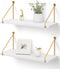 Afuly Floating Shelves for Wall, Metallic Gold White Wall Mounted Shelves, Shelves