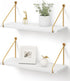 Afuly Floating Shelves for Wall, Metallic Gold White Wall Mounted Shelves, Shelves