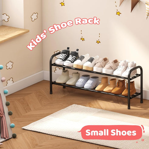 kiplant Closet, 2-Tier Closet Shoe Rack for Black Expandable Shoe Rack Metal Organizer, Heavy Duty Shoe Storage Shelf