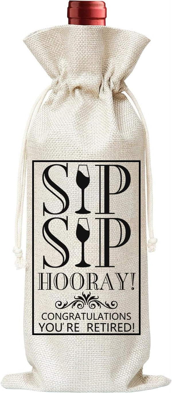 Retirement Wine Gift Bag, Funny Sip Wine Bags for Retirement Gifts for Women Men 2024, Farewell Leaving Gifts