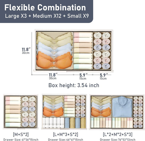 24 Pack Closet DIMJ Drawer Organizer Clothes - Foldable Baby Organizers and Storage Dresser Organizer for Bedroom