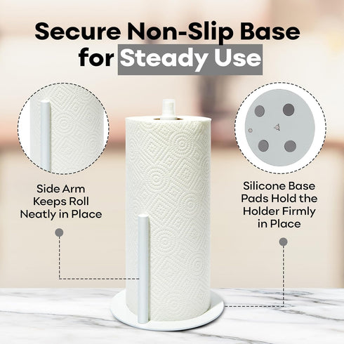 Josef Mention Trading 2-in-1 Stainless Steel Paper Towel Holder with Spray Bottle | White | J.M.T HomeGoods