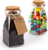 30 Pack 4 OZ Set yarlung Glass Favor Jars with Cork Lids, Clear Small Candy Jars Square Decorative Bottles