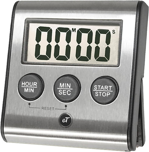 Elegant eTradewinds Digital Kitchen Timer, Stainless Steel Model eT-78, Displays 0-99 Min. or 0-99 Hr., Auto Shut Off