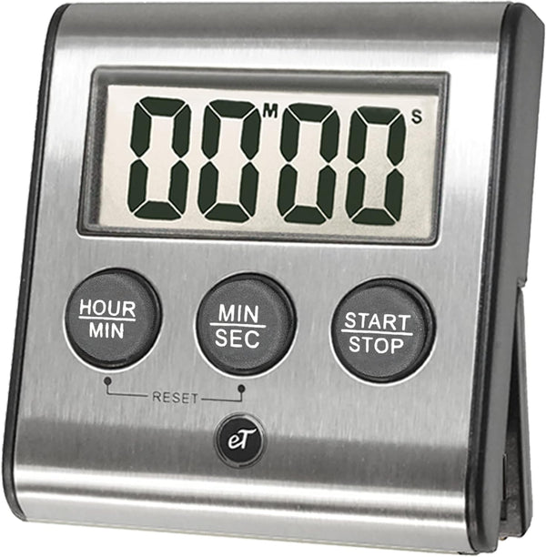 Elegant eTradewinds Digital Kitchen Timer, Stainless Steel Model eT-78, Displays 0-99 Min. or 0-99 Hr., Auto Shut Off
