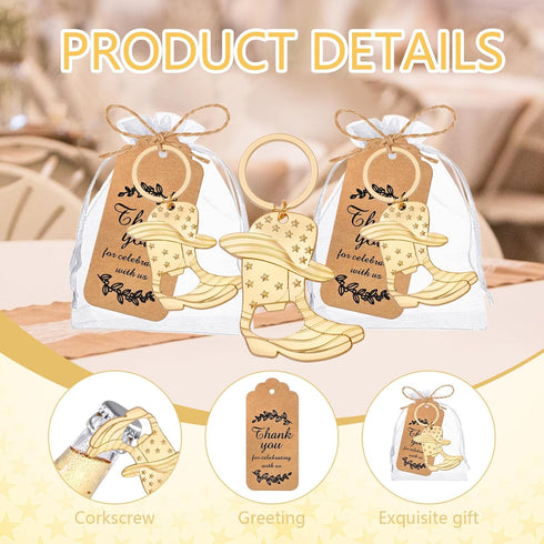 30Set VZCBZC Cowboy Boot Bottle Opener Keychains Baby Shower Return Favors for Guests, Western Bottle Opener Souvenirs