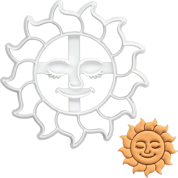 BAKERLOGY Celestial Sun Cookie Cutter - Detailed Biscuit Cutter Design for Baking and Crafts, Ideal for Dough, Fondant