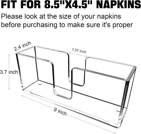Acrylic Napkin Holders, 9 Inch Clear Guest Towel Dispenser for Bathroom Vanity, Kitchen Counter, Dining Table Parties