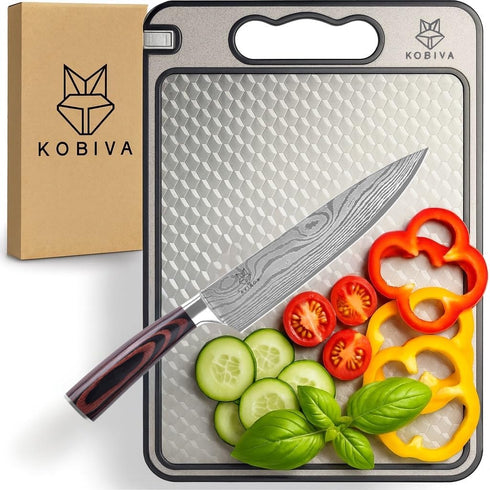 304 Stainless Steel Cutting Board for Kitchen | Dishwasher Safe Non-Toxic Metal