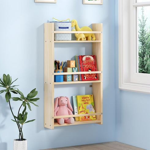 BOSAIDONG 3-Tier Wall Mounted Kids BookshelfHanging Kids Bookcase, Toy and Book Storage Bookshelf