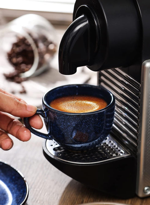 Set 4 oz Set 6 vicrays Ceramic Espresso Coffee Cups Porcelain Espresso Cups with Saucers Spoons and Metal Stand for Tea