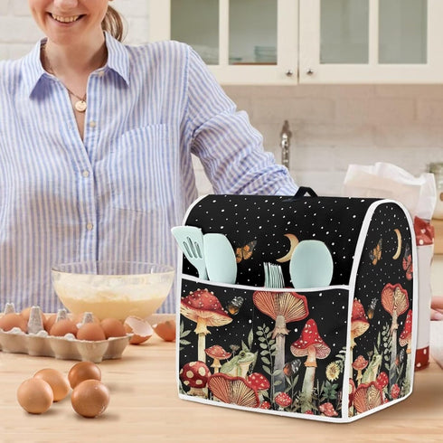 Moon Mushroom Butterfly Stand Mixer Dust-proof Cover, Organizer Bag with Multi Pockets for Kitchen Accessories