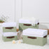 ANMINY Washable Storage Boxes with Lids, Decorative Storage Bins Basket with PU Leather Handle, Foldable Linen Fabric