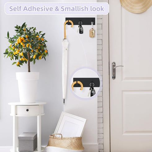 VIS'V Key Holder Wall Mount, Small Self Adhesive Key Hanger with 3 Key Hooks