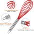 NileHome Commercial Stainless Steel Whisk Set, 3 Pack Small Whisks (8" 10" 12") with Silicone Non-Stick Coating (Red)