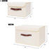 ANMINY Storage Bin with Lid, Decorative Foldable Lidded Cotton Linen Fabric Home Organizer - Beige, Small Size
