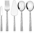 E-far Hammered Serving Utensils, 5-Piece Stainless Steel Square Hostess Serving Set, Mirror Finished & Dishwasher Safe