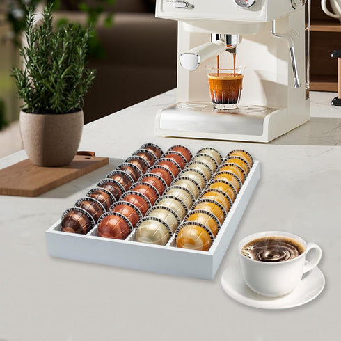 MinBoo Bamboo Coffee Pod Storage Holder, Drawer Insert for Vertuoline Capsules, Compatible for Kitchen, Home, Office