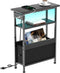 Creso hom Narrow Side Table with Charging Station and LED Light, Small