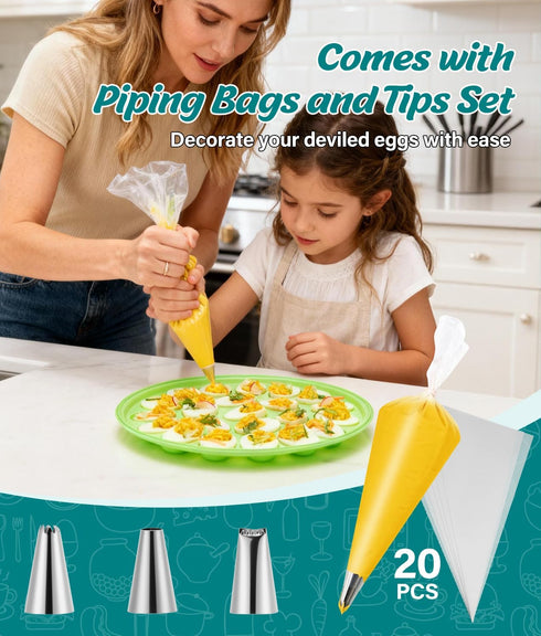 3 Pack 66-Slot Deviled Egg Container with Lid, Stackable Deviled Egg Platter with Handle, Egg Carrier Tray for Fridge