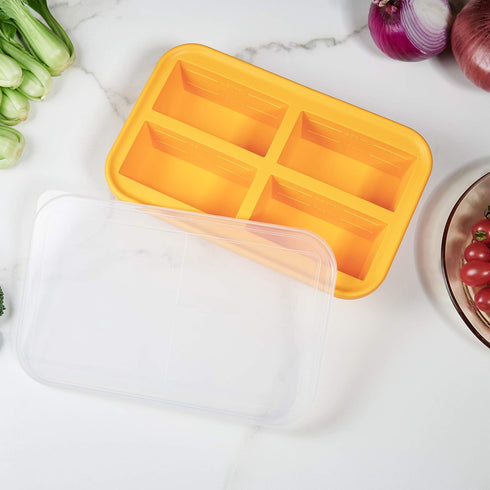 Bangp 1-Cup Silicone Freezing Tray with Lid,Silicone Soup Freezer Molds,Silicone Freezer Container,Silicone Molds for Soup and Food Storage - Makes 4 Perfect 1 Cup Portions by Bangp