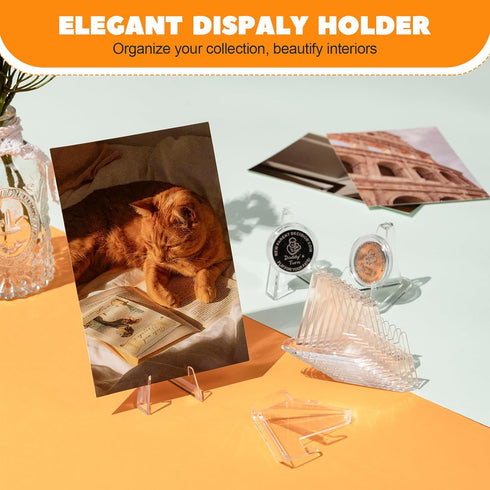 24 Pack Acrylic Coin Display Stand, Clear Mini Easel for Sport Cards, Baseball Cards, Challenge Medals