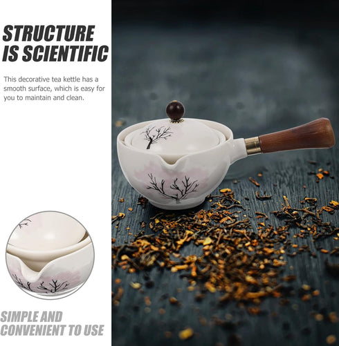 UPKOCH Japanese Tea Set, Teapot with Infuser, Blooming and Loose Leaf Tea Maker with Wooden Handle, Asian Kitchen Style