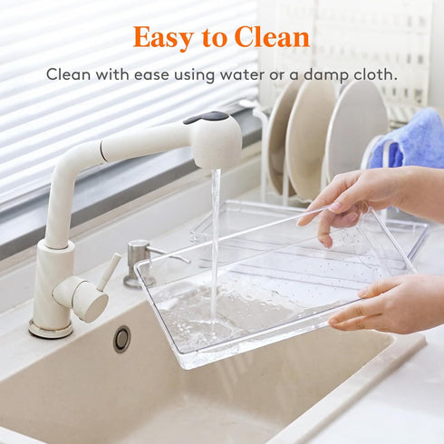 Lifewit Silverware Drawer Organizer, 5.75" x 11.65" Clear Utensil Tray, Stackable Plastic Storage Box (2 Pack)