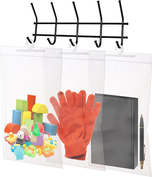 Frcctre 30 Pack 10 x 15 Inches Hanging Storage Bags, Large Hook Reusable Clear Hanging Plastic Bags for Packaging