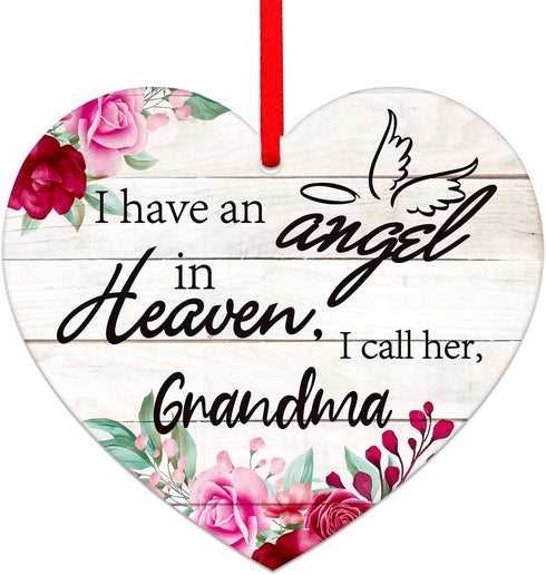 SICOHOME Memorial Christmas Ornament, I Have an Angel in Heaven, Sympathy Gift for Loss of Grandma