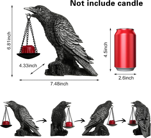 Gothic Crow Wall Art Decor Outdoor Wall Sconce Raven lamp Table Candle Holder Halloween Wall Decor for Patio Garden