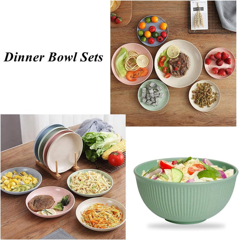 Unbreakable Wheat Straw Bowls Set, 9 Pcs Dinner Bowls, 24 Oz, Dishwasher & Microwave Safe