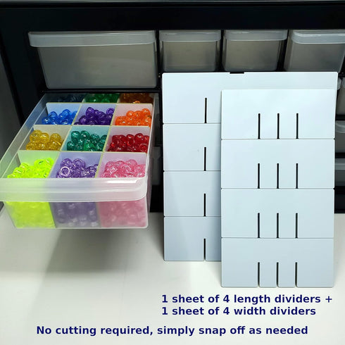 IRIS USA Large Drawer Dividers for Plastic Storage Craft Cabinets, Configurable (4X Length + 4X Width Pieces)
