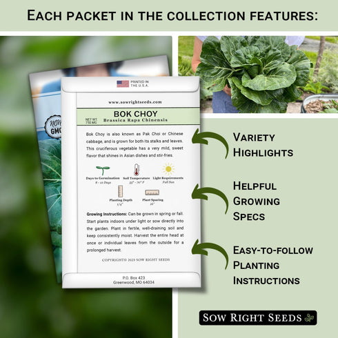 Sow Right Seeds - Hydroponic Vegetable Seeds for Planting - Lettuce, Kale, Arugula, Pak Choi, Watercress & Cherry
